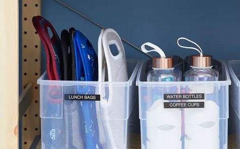 10 Water Bottle Storage Ideas from a Professional Organizer Water Bottle Storage Ideas, Bottle Storage Ideas, Open Pantry Shelves, Water Bottle Organization, Magazine File Holders, Water Bottle Storage, Kitchen Storage Space, Door Rack, Best Water Bottle