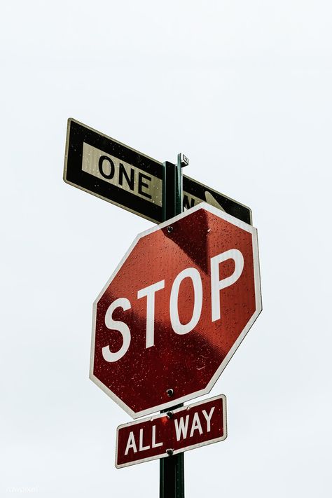 Red stop sign in downtown | free image by rawpixel.com / Teddy Rawpixel #picture #photography #inspiration #photo #art #stop Red In Photography, Red Collage Art, Stop Sign Photography, Red Aesthetic Pictures For Wall Collage, One Way Sign Aesthetic, Stop Sign Aesthetic Room, Picture For Collage, Photography Wall Art Ideas, Street Signs Aesthetic