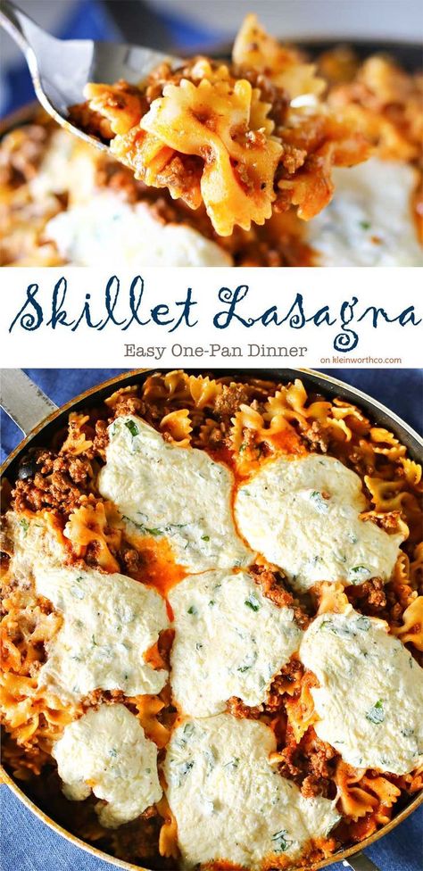 Skillet Lasagna Easy, Tortellini Pesto, Rv Meals, Easy Family Dinner Ideas, Lasagna Easy, Clean Lunch, Sweet Jasmine, Mambo Italiano, Skillet Lasagna