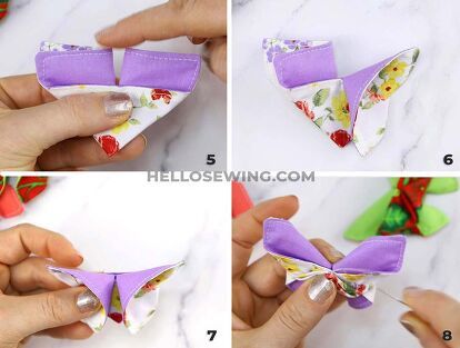 Fabric Origami Butterfly, Butterfly Hairpiece, Fabric Butterfly Diy, Hello Sewing, Origami Fabric, Christmas Trees White, Fabric Butterflies, Fabric Tutorial, Butterfly Video