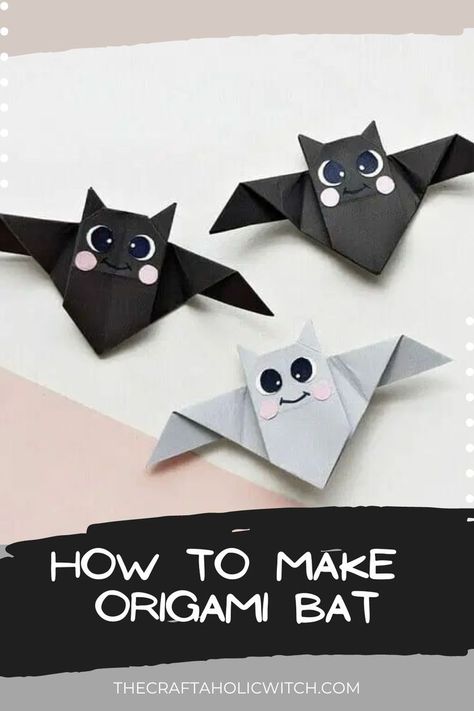 How to Make Origami Bat Bookmark Origami Tutorials, Origami Bats, Paper Claws, Halloweenpyssel Barn, Origami Bat, Paper Bats, Garland Making, Halloween Origami, Paper Bat