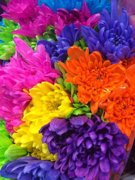 Colorful Neon Flower Bouquet by silverdragon Neon Flower Bouquet, Purple And Green Flowers, Rain Bow, Buttercup Flower, Yellow Orange Pink, Neon Flowers, Kid Core, Purple And Green, Vintage Birds