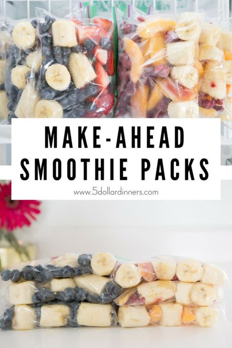 Learn how to make these make ahead smoothie packs for a healthy breakfast or snack. It's an easy and frugal recipe that is also healthy! Make Ahead Smoothie Packs, Dinner Smoothies, Freezer Ideas, Make Ahead Smoothies, Freezer Smoothie Packs, Freezer Smoothies, Food Planning, 30 Diet, Ww Meals