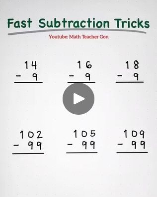 Fast Subtraction Trick! | Fast Subtraction Trick!

 #teachergon #mathtutor #math #mathreview #mathtricks | By Ako si Teacher GonFacebook Math Magic Tricks, Mental Math Tricks, Math Magic, Math Help, Math Tutor, Math Review, Mental Math, Math Tricks, Math Videos