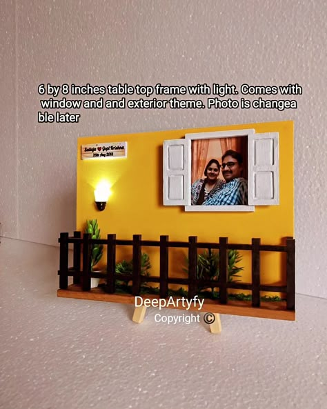 Diy Mini Frame, Photo Frame Ideas Handmade, Mini Arts, Living Room Theme, Frames Diy Crafts, Eid Quotes, Living Room Cabinet, Box Bed Design, Mini Photo Frames