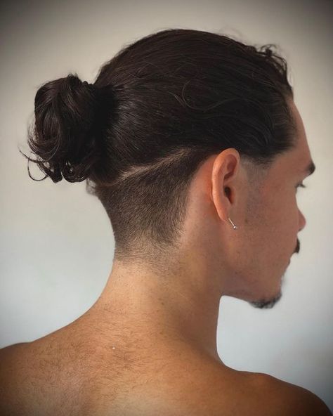 Different Undercut Styles, Low Undercut Men Long Hair, Undercut Mens Hair Long, Man Long Hair Undercut, Short Man Bun Hairstyles, Half Shaved Hair Long Men, Man Bun Undercut Curly, Under Cut Man, Male Undercut Long Hair