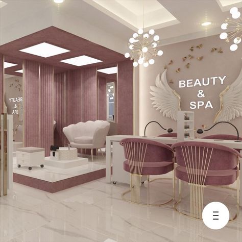 Luxury Beauty Bar, Make Up Studio Ideas Salons Makeup Bar, Beauty Spa Interior Design, Beauty Studio Interior, Pink Salon Aesthetic, Beauty Salon Decor Luxury, Beauty Bar Salon Ideas, Nail Salon Interior Design, Beauty Salon Interior Design