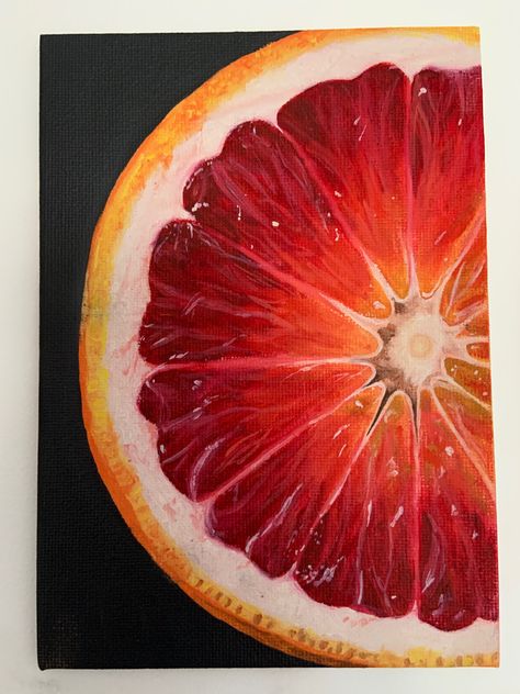 Grapefruit Painting Acrylic, Painting Of An Orange, Fruit Art Painting Acrylics, Realistic Food Painting Acrylic, Fruit Paintings Acrylic, Food Paintings Acrylic, Acrylic Painting Ideas Fruit, Orange Painting Acrylic, Fruits Acrylic Painting