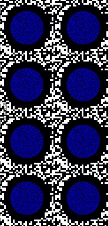 Shake your phone or monitor gently. (optical illusion... Tge blue dots will wobble) Color Optical Illusions, Optical Illusion Photos, Amazing Optical Illusions, Eye Tricks, Cool Illusions, Funny Mind Tricks, Cool Optical Illusions, Mind Tricks, 웃긴 사진