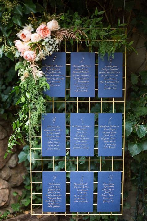 Rustic Seating Charts, Classic Blue Wedding, Blue And Gold Wedding, Reception Seating Chart, Wedding Reception Seating, Wedding Color Trends, Reception Seating, Breakfast At Tiffany's, Wedding Colors Blue