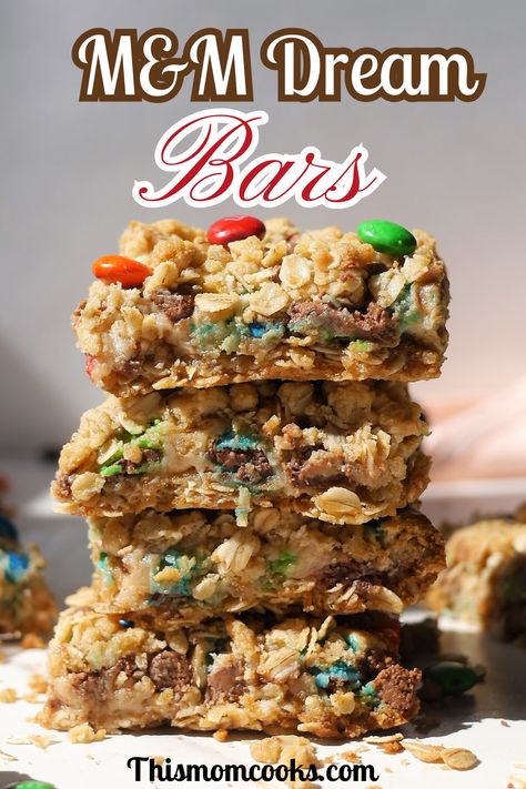 Oatmeal M&m Bars, M M Marshmallow Dream Bars, M&m Dream Bars, M M Peanut Butter Bars, Oatmeal M&m Cookie Bars, M M Bars, Peanut Butter M&m Recipes, Peanut M M Recipes, M&m Bars