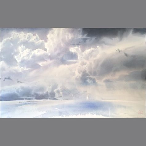 Watercolor Sky, Watercolour Inspiration, Cloud Painting, Sky And Clouds, Beautiful Sky, Watercolor Landscape, Painting Projects, Watercolor Art, Watercolor Paintings