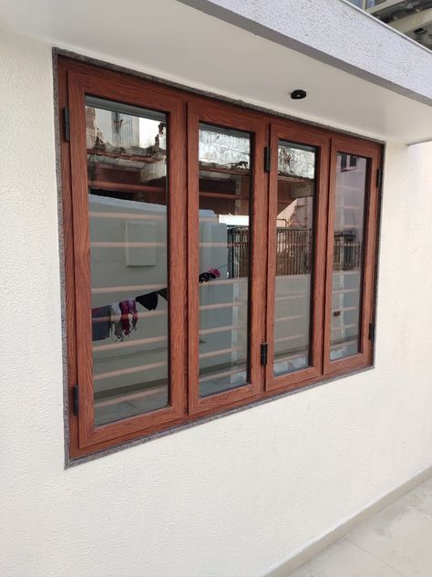 Wood Window Design Modern, Latest Window Designs, Inside Shutters, Indian Window Design, Aluminum Windows Design, Front Window Design, Upvc Sliding Doors, Front Building Design, Wooden Window Design