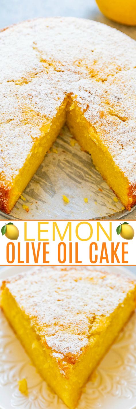 Lemon Olive Oil Cake - Averie Cooks Gooey Lemon Bars, Spanish Dessert Recipes, Olive Oil Cake Recipe, Starbucks Lemon Loaf, Best Lemon Bars, Lemon Olive Oil Cake, Starbucks Lemon, Cakes Easy, Spanish Desserts