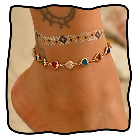 PRICES MAY VARY. Rhinestone ankle bracelets are made of alloy and beads,it will not be tight to wear and not fade easily. Bohemian color anklet length is 22cm/8.6inches,you can adjust it according to the extension chain. Summer beach ankle chain design is very simple, wearing it on the beach is also a beautiful scenery, and you will get more compliment in the crowd. Boho gold anklet is suitable to wear to all kinds of occasions, especially outdoor activities,beach,party,club,concert,dating,weeke Goddess Fashion, Anklet Gold, Foot Chain, Crystal Anklet, Anklets Boho, Boho Crystal, Ankle Chain, Gold Anklet, Bohemian Colors