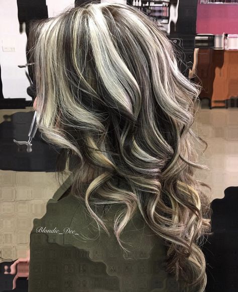 Skunk Hair, Blonde Highlights On Dark Hair, Hair Color Streaks, Dark Hair With Highlights, Hair Streaks, Blonde Hair Inspiration, Pretty Hair Color, Hair Stylies, Hair Color And Cut