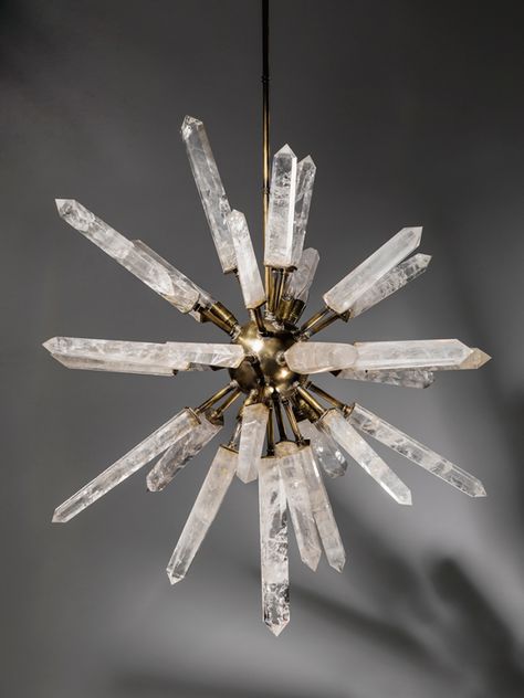 This eye-catching crystal starburst light fixture would be the focal piece of any home. Starburst Chandelier, Luminaire Original, Diy Lampe, Wood Room, Decoration Inspiration, Crystal Decor, The Ceiling, Cheap Decor, Energy Crystals