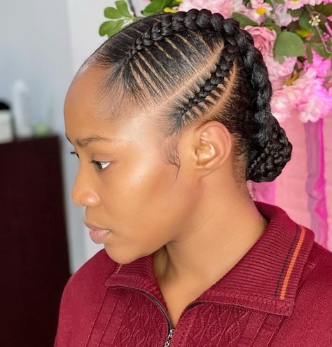 Cute Braided Updo with Stitch Cornrows