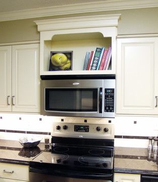 Texas Countryside, Stove Range Hood, Kitchen Soffit, Creative Bookcases, Microwave Cabinet, Microwave Shelf, Kitchen Favorites, Bookcase Display, Kitchen Updates