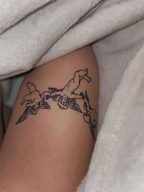 Thigh Tattoos Sketches, Upper Thigh Patchwork Tattoo, Thigh High Tattoo, Patch Thigh Tattoos, Patchwork Tattoo Thigh, Medium Thigh Tattoo, Tattoos On Thigh For Women, Behind Thigh Tattoo Women, Top Of Thigh Tattoo