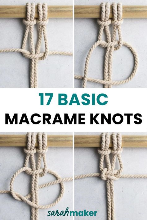 17 Primary Macrame Knots: Step-by-Step Directions Check more at https://howcandothis.com/diyideas/17-primary-macrame-knots-step-by-step-directions/ Macrame Tutorial Beginner, Basic Knots, Basic Macrame Knots, Basic Macrame, Macrame Wall Hanging Tutorial, Knots Guide, Macrame Plant Hanger Tutorial, Free Macrame Patterns, Macrame Plant Hanger Patterns