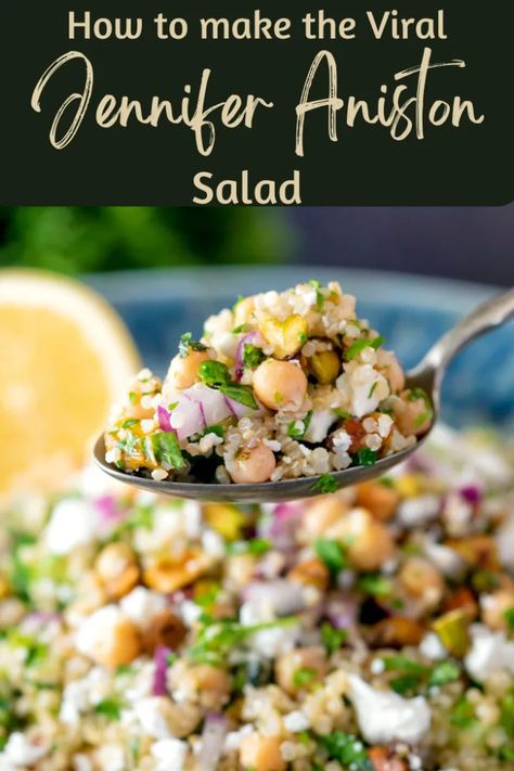 Trader Joe’s Salad Recipes, Jennifer Aniston Salad Recipe, Jennifer Aniston Salad, Aniston Salad, Chopped Salad Recipes, Jenifer Aniston, Easy Salad, Quinoa Salad Recipes, Cold Salad