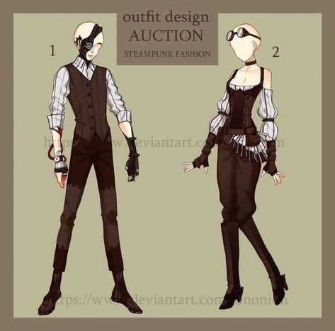 Steampunk Fashion Drawing Reference, Steampunk Art Clothes, Anime Steampunk Outfits, Steampunk Clothing Drawing, Steampunk Clothes Drawing, Female Steampunk Outfit, Steampunk Fashion Drawings, Steampunk Drawing Ideas, Steampunk Outfit Ideas