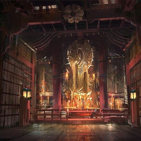 Shrine Concept Art, Shrine Room, Interior Concept Art, Chinese Interior, Ninja Art, Art Interior Design, Asian Architecture, Building Concept, Fantasy Places