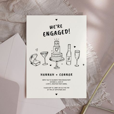 Engagement Invition Card, Engagement Party Invitations Template, Engagement Party Invite Ideas, Casual Engagement Party, Engagement Party Invites, Engagement Announcement Cards, Outdoor Engagement Party, Engagement Party Themes, Engagement Invite