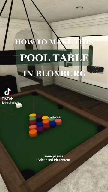 Brandon on Instagram not mine btw How To Make A Pool Table In Bloxburg, Pool Table Bloxburg, Bloxburg Buissnes Ideas, Bloxburg Pool Table, Bloxburg Game Room Ideas, Realistic Bloxburg Hacks, Build Hacks Bloxburg, Bloxburg Workout Room, Bloxburg Game Room