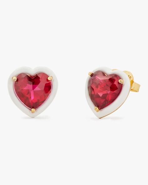 Women's Designer Jewellery | Kate Spade EU Kate Spade Heart, Enamel Stud Earrings, Kate Spade Outlet, Butterfly Earrings Stud, Kate Spade Earrings, Designer Jewellery, Heart Earrings Studs, Gold Earrings Studs, Huggies Earrings