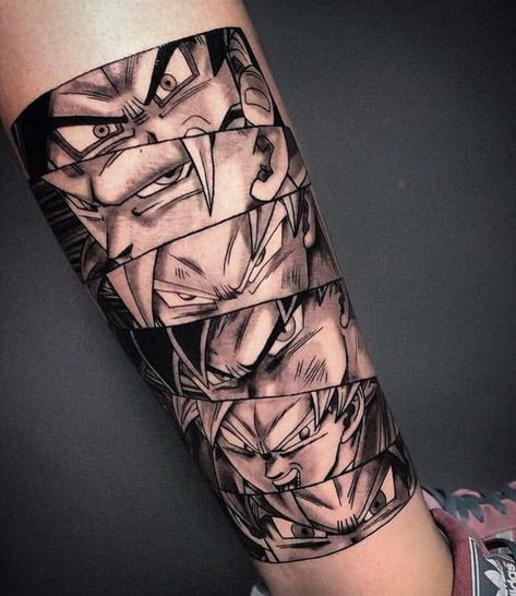 goku-black-and-grey-dragonball-tattoo-fourrosesfineline Amine Tattoos Ideas, Tato Naruto, Shen Long Tattoo, Dbz Tattoo, Tato Naga, Ball Tattoo, Z Tattoo, Dragon Ball Tattoo, Manga Tattoo