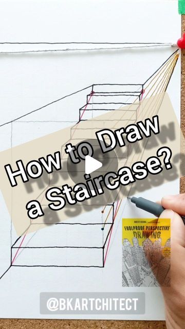 How To Draw Perspective, Draw Perspective, Staircase Drawing, 3 Point Perspective, Art Perspective, Perspective Lessons, 1 Point Perspective, Drawing Architecture, Perspective Drawing Architecture