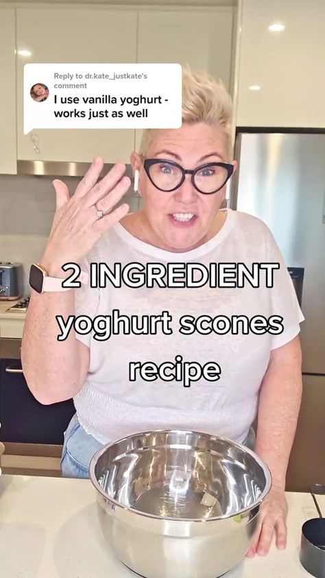 Replying to @dr.kate_justkate 2 INGREDIENT YOGHURT SCONES RECIPE 3 cu... | TikTok Yoghurt Scones Recipe, 3 Ingredient Scones Recipe, Easy Scones Recipe 3 Ingredients, Scones Recipe Easy 3 Ingredients, 3 Ingredient Scones, Yogurt Scones, How To Make Scones, Scone Recipes, Scones Recipe Easy