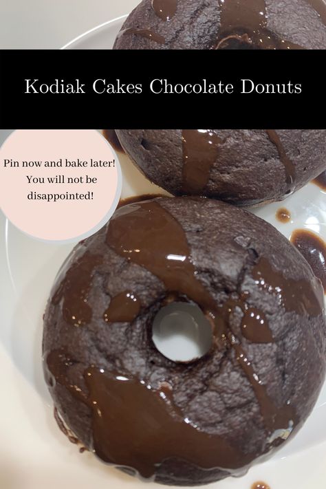 Protein Donut Recipe Kodiak, Protein Donuts Kodiak Cakes, Kodiak Cakes Donut Recipe, Kodiak Protein Donut Recipe, Chocolate Kodiak Cakes Recipe, Kodiak Cake Desserts, Kodiak Pancake Mix Donut Recipes, Kodiak Dark Chocolate Recipes, Dark Chocolate Kodiak Cakes Recipes