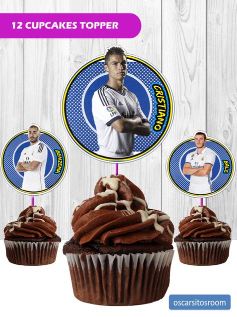 12 Cristiano Ronaldo and Real Madrid Soccer Team CUPCAKE TOPPERS https://oscarsitosroom.wordpress.com/2018/05/16/12-cristiano-ronaldo-and-real-madrid-soccer-team-cupcake-toppers #birthday #party #birthdayparty #birthdayinvite #birthdayinvitation #birthdayplanner #realmadrid #soccerparty #cristianoronaldo #cristiano #realmadridparty #cristianoparty #cupcakes Cristiano Ronaldo Birthday Party, Ronaldo And Real Madrid, Real Madrid Escudo, Real Madrid Tattoo, Escudo Real Madrid, Tarta Real Madrid, Cristiano Ronaldo Birthday, Ronaldo Birthday, Real Madrid Cake