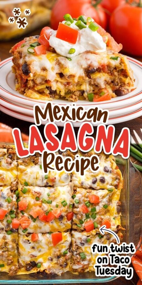 Mexican Lasagna Casserole, Mexican Lasagna With Tortillas, Cozy Casseroles, Ground Beef Beans, Mexican Lasagna Recipe, Mexican Lasagna Recipes, Cottage Recipes, Easy Suppers, Beans And Cheese