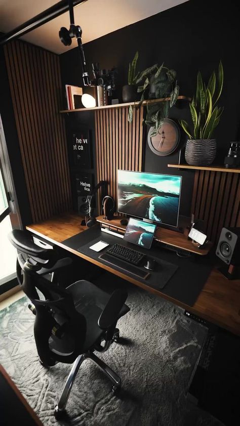 Setup Tour by @matdilisio | Minimal Desk Setups | Minimal Desk Setups · Original audio Standing Desk Setup, Minimal Desk Setup, Minimal Desk, Modern Home Offices, Home Office Layout, Desk Setups, Home Studio Setup, Cozy Home Office, Small Home Offices