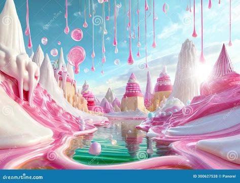 Candy World Landscape of Jelly, Ice Cream and Cupcakes. Stock Illustration - Illustration of magic, birthday: 300627538 Fairy Tale Landscape, Tooth Illustration, Jelly Cupcakes, Ice Cream World, Jelly Ice Cream, Candy World, Vector Illustration Character, World Landscape, Magic Birthday