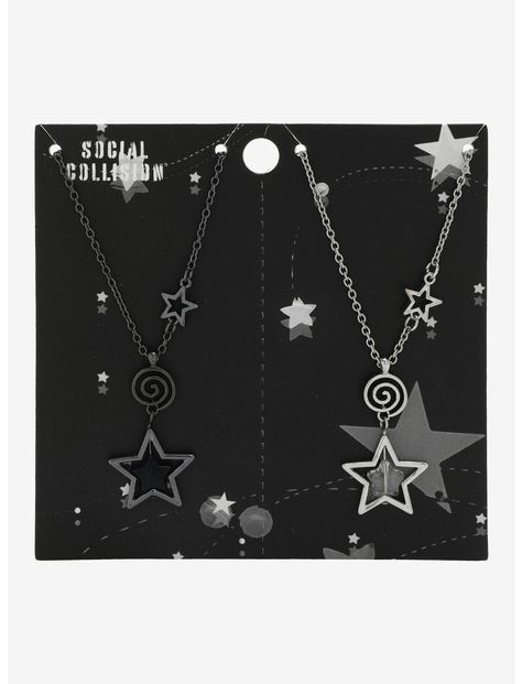 Black Star Jewelry, Matching Jewelry For Best Friends, Matching Things, Star Swirl, Best Friend Matching, Matching Stuff, Aesthetic Artsy, Flower Rainbow, Grunge Accessories