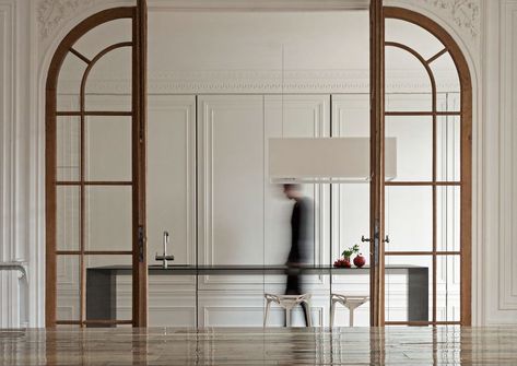 Invisible Kitchen by i29 interior architects; Paris Art Deco Door Frame, Invisible Kitchen, Interior Architects, Marble Floors, Window Detail, 아파트 인테리어, Paris Apartments, Interior Modern, Design Del Prodotto