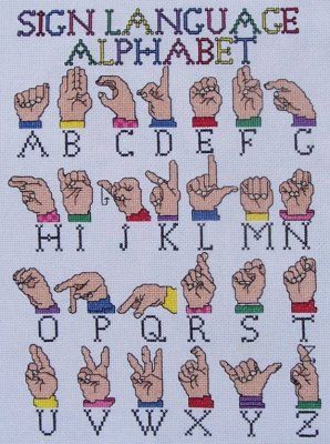 I love the idea of this sign language alphabet cross-stitch kit from Etsy seller Ladybug Designs, because hopefully the hours it would take to make it should be just enough time to get the alphabet memorized. Nato Alphabet, Sign Language Phrases, Sign Language Words, Asl Sign Language, Sign Language Alphabet, Asl Signs, Baby Sign Language, Learn Sign Language, Alfabet Letters