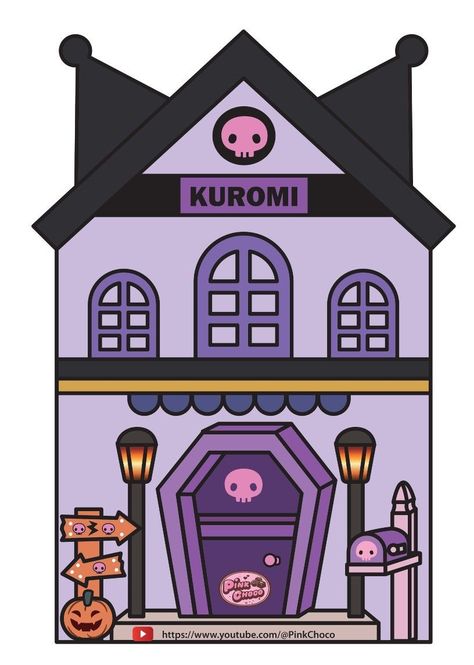 Kuromi Doll House, Sanrio House Paper, Kuromi House Paper, Kuromi Paper Doll House, Kuromi House, Diy Kuromi, Sanrio House, Cute Paper Dolls, Paper House Printable