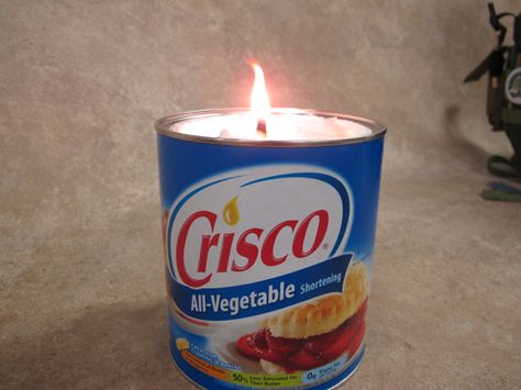 Crisco Candle, Emergency Candles, Power Out, Emergency Preparation, Urban Survival, Homestead Survival, Emergency Prepping, All Vegetables, Household Tips