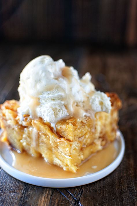 Eggnog Bread Pudding with Spiced Rum Caramel Sauce Rum Caramel Sauce, Eggnog Bread Recipe, Eggnog Bread Pudding, Rum Caramel, Eggnog Bread, Pumpkin Bread Pudding, Butterscotch Sauce, Pumpkin Custard, Toffee Sauce