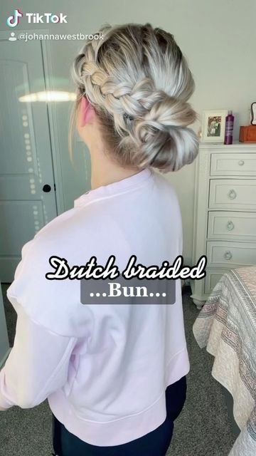 Diy Braided Updo Tutorials, Dutch Braid Into Messy Bun, Easy Braid And Bun Hairstyles, Double Dutch Braid Into Bun, Double Braid Bun Tutorial, Dutch Braided Bun, Cute Hairstyles Buns And Braids, Braided Low Bun Hairstyles Tutorial, Low Braid Bun Hairstyles