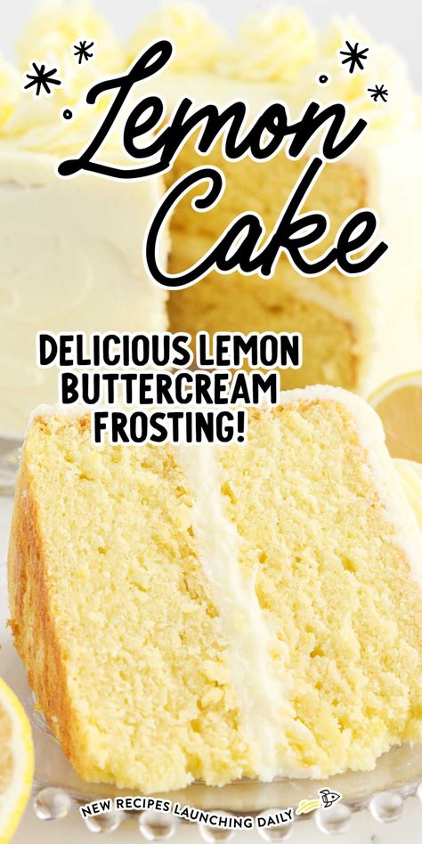 This lemon cake has a delightful tangy citrus flavor, making it an excellent choice for your next special occasion. Lemon Birthday Cakes, Homemade Lemon Cake, Lemon Buttercream Frosting, Moist Lemon Cake, Lemon Layer Cakes, Lemon Frosting, Postre Keto, Lemon Buttercream, Lemon Cake Recipe