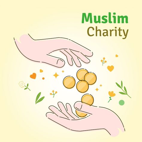 Muslim charity | Premium Vector #Freepik #vector #give #charity-hands #giving-hand #donate-money Muslim Charity, Islamic Illustration, Charity Poster, Webpage Template, Charity Logos, Donation Box, Food Donation, Cartoon Couple, Islamic Cartoon