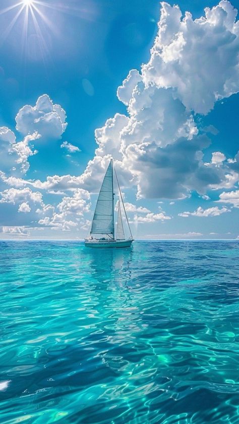 The Sky And The Sea, Under The Sea Aesthetic, Blue Aesthetic Pics, Blue Sea Aesthetic, Blue Aesthetic Sky, Blue Ocean Aesthetic, Serenity Aesthetic, Beach And Sky, Seascapes Paintings