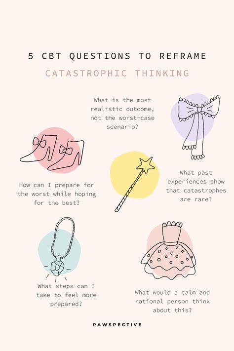 Catastrophizing Thinking, Cognitive Processing Therapy, Cognitive Distortions List, Cbt Questions, Thought Reframing, Reframing Thoughts, Cognitive Reframing, Reframing Negative Thoughts, Cbt Therapy Worksheets